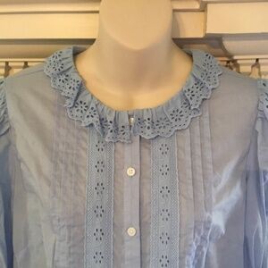 J Crew Women’s Blue Eyelite Long Sleeve Blouse Sz Small $118